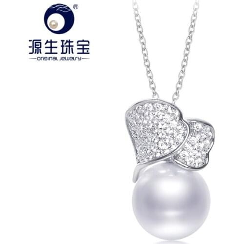 YS 925 Sterling Silver 9-11 Elegant Cultured Freshwater Pearl Pendant Necklace Fine Jewelry For Women