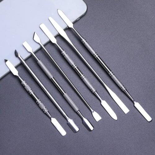 1pcs DIY Double-end Silver Cuticle Pushers Stainless Steel Finger Dead Skin Cut Manicure Stirring Rods Nail Art Remover Tools