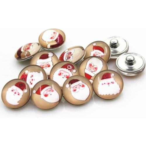 2018 New Arrive 50pcs/lot Mix Glass Christmas Snap Buttons Diy 18mm Snap Button Jewelry Fit Bracelet Snaps Jewelry Charms