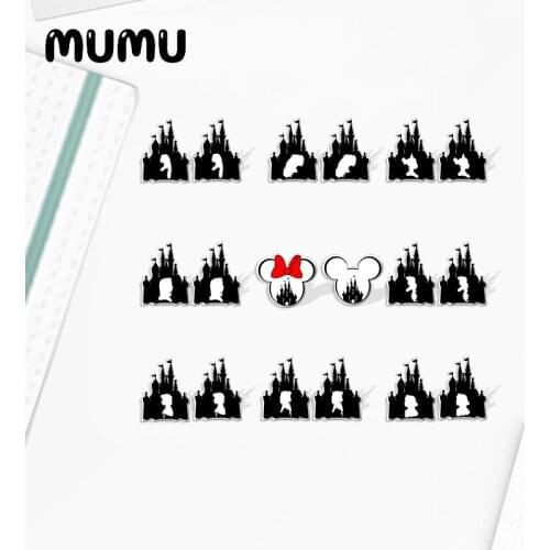 2021 New Castle with Princess Silhouette Stud Earring Cute Epoxy Jewelry Resin Acrylic Earrings Handmade Gifts Fans