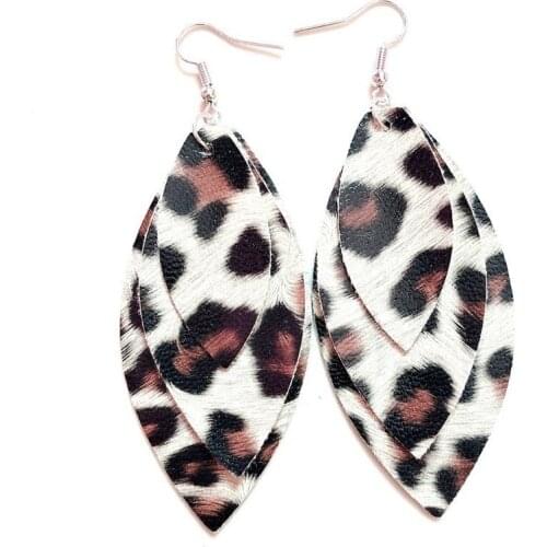 2021 Wholesale Simple Vintage Leopard Earrings African Teardrop Drop Earrings for Women Wooden Water Drop Pendant Jewelry Gift