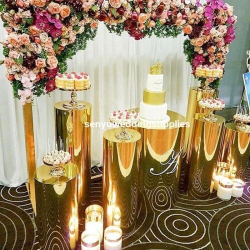 3pcs/5pcs/set Wedding Golden mental Pedestal Round Pillars senyu1723