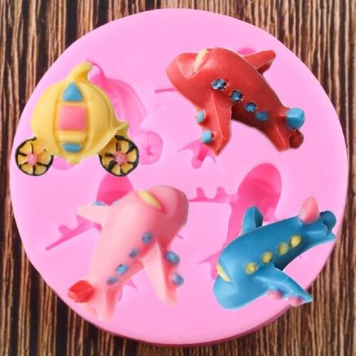 3D Cartoon Airplane Silicone Mold Baby Birthday Cupcake Topper Fondant Cake Decorating Tools Chocolate Candy Polymer Clay Moulds