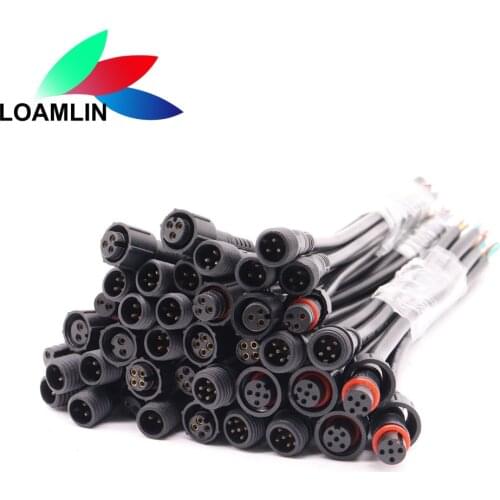 5/10/20/50/100Pairs Male To Female 2Pin 3Pin 4Pin 5Pin Jack LED Connector Waterproof IP68 BLACK Cable For LED Strips Light