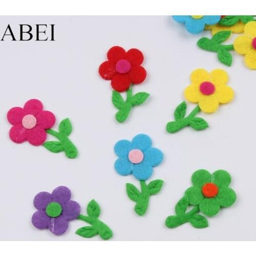 50pcs/lot Non woven mini flower pad Multicolor flowers Felt Pads DIY Handmade Scrapbook Cards Craft Ornaments Supplier