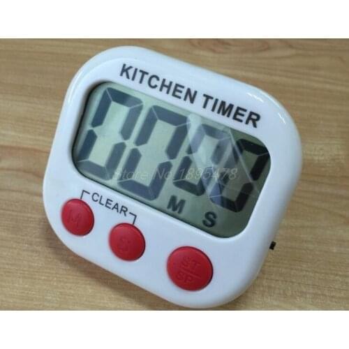 50PCS Magnetic LCD Digital Kitchen Countdown Timer Alarm with Stand White Kitchen Timer Practical Cooking Timer Alarm Clock