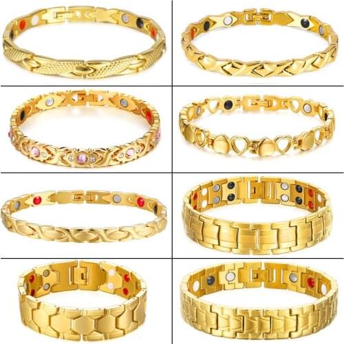 99.99% Pure Germanium Health Bracelet for Men Korea Popular Stainless Steel Magnetic Tourmaline Energy Power Jewelry