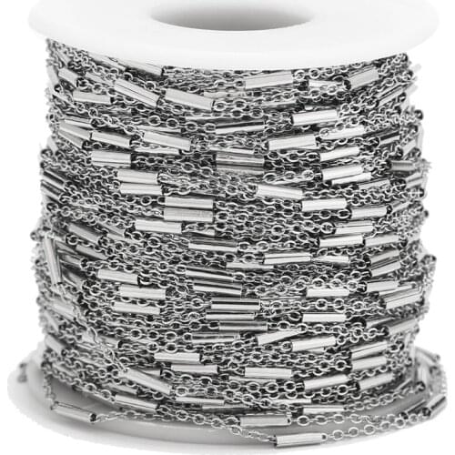 Hot 2MM Stainless Steel tube Cross Chains Oval Link Cable Chains with Spool for DIY Jewelry Making