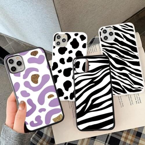 Cute White Black Cow Zebra Print Phone Case For iPhone 12 11 PRO MAX XR X XS MAX Soft Cover For iPhone SE2 7 8 6 6S Plus 5 Funda