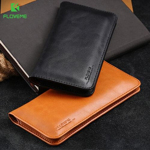 FLOVEME For iPhone 12 Mini SE 2020 Genuine Leather Wallet Case For iPhone 8 7 X 6 6SPlus 5.5 Pouch Phone Bag 5 5S SE Card Cases