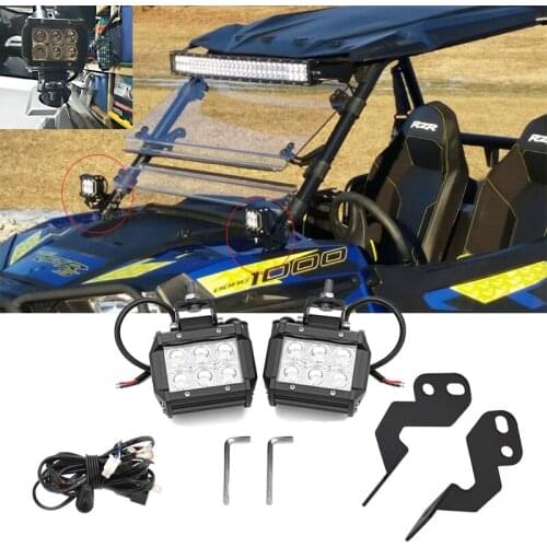 For Polaris RZR XP 1000 RZR 900 Turbo 4 Inch 18W A-Pillar LED Light Pod Brackets Wiring Kit UTV Car Accessories Led Light Bar