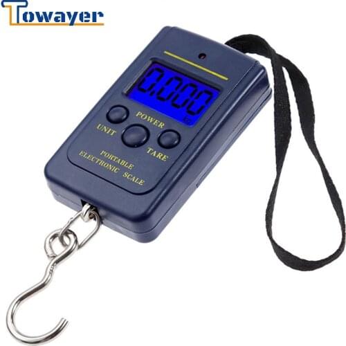 Towayer Portable Electronic Scale 40kg 10g Hanging Fishing Luggage Digital LCD Pocket Weight Hook Scale With Backlight