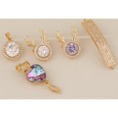 HAOSAW 2Pcs Jewelry Accessories/DIY Necklace Pendants Making/CZ Charms/Hand Made Connectors/Jewelry Findings & Components