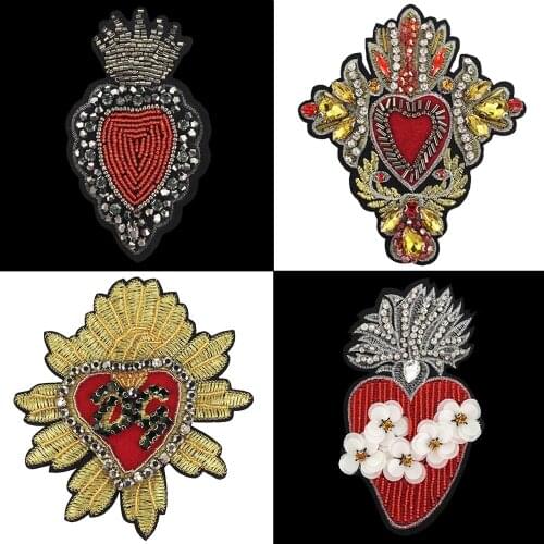 Exquisite beaded rhinestone patch pattern radish heart Sewing accessories sequin decal Paste on clothes bag shoes Patches