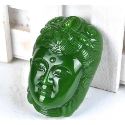 Fine jewelry Natural Jade Jasper Guanyin Head pendant male genuine and Hetian Jade Bodhisattva Buddha statue Pendant