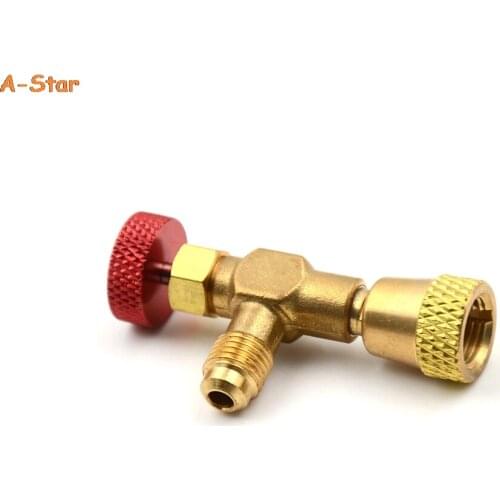 R410A Refrigeration Air conditioning Valve Safety Adapter 1/4" SAE Male to 5/16" SAE Famale Charging Hose Valves