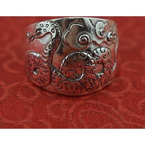 999 sterling silver jewelry ring zodiac snake man quit domineering wide ring fine silver ring