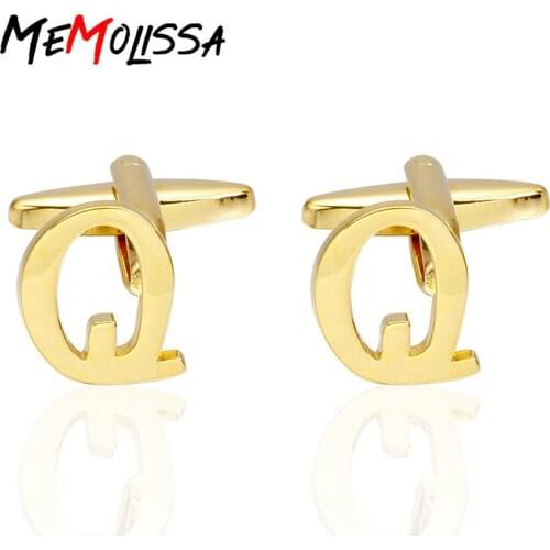 Memolissa Luxury Gold Letter Q Shirt Cufflinks for Mens gift Brand Cuff buttons cuff link High Quality abotoaduras Jewerly