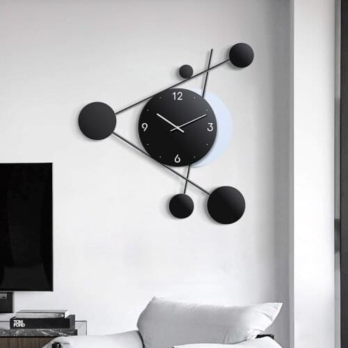 Creative Simple Wall Clocks Nordic Metal Black Geometric Unique Design Wall Clocks Art Horloge Murale Home Decoration DG50WC