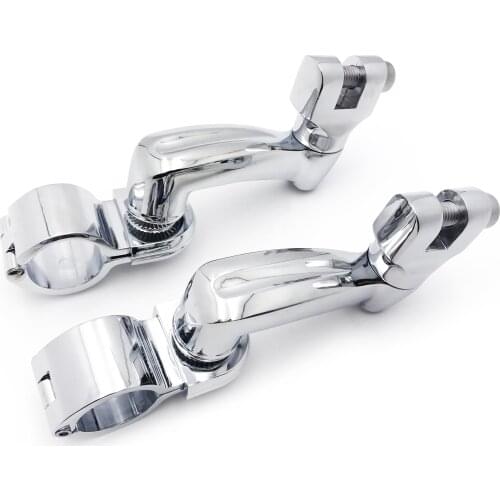 Motorcycle CHROME 360 Degree Adjustable Highway Peg Mounting Kit For Universal Equipped with 1 inch (1") 25mm Front Engine Guard