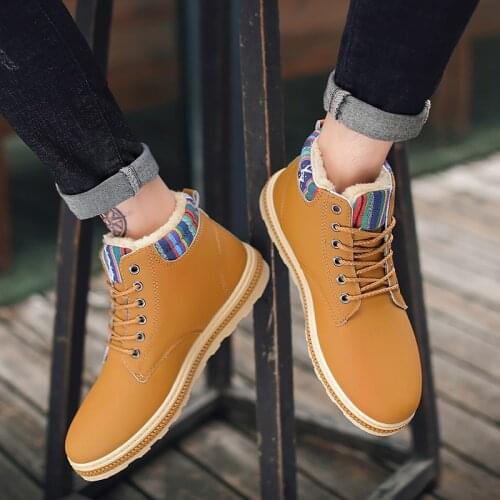 Fashion Black Mens Boots Designer Winter Shoes Men Warm Short Plush Casual Fur Boots Men 2019New Keep Warm Winter Male Boots