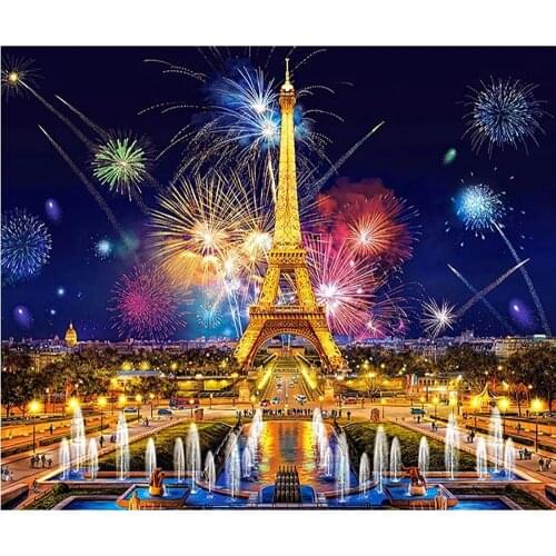 Full DIY Diamond Painting kit Fireworks 5D DIY Paris pagoda Cross Stitch Diamond Embroidery Patterns Mosaic home decor