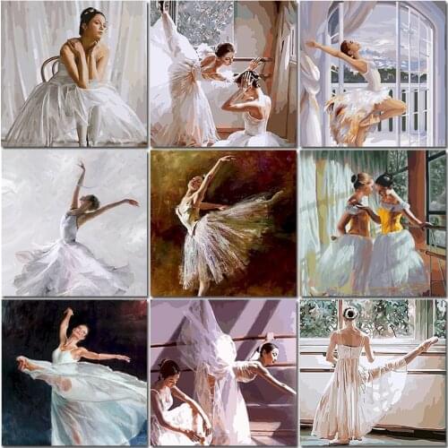 Oil Painting By Numbers Ballet Dancer Diy Craft Kits For Adults Acrylic Paint Coloring By Number Drawing Home Decoration Figure