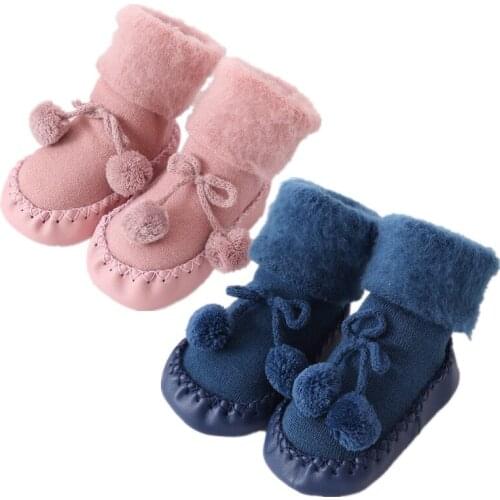 Winter Baby Anti-slip Step Socks Boys Girls Plus Velvet Thickening Socks Newborn Solid Color Leg Warmers Floor Sock NBB0096