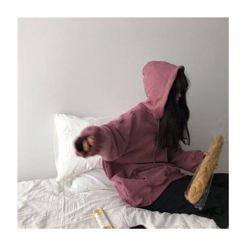 Autumn Hoodies Womens Pullover Casual Long sleeved Solid hooded Womens Sweatshirt Harajuku Ladies Loose Pullovers Sweatshirt