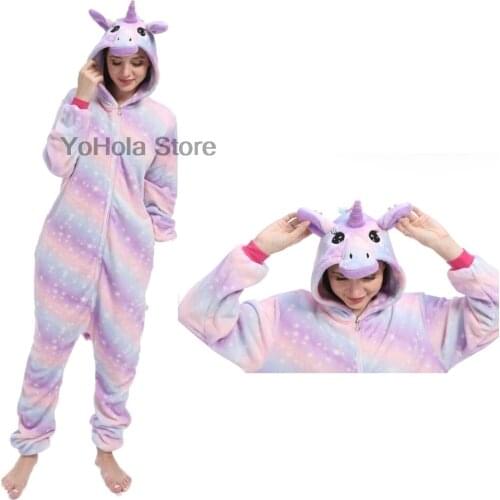 Girls Unicorn Pajamas for Children Winter Kigurumi Animal Party Pyjamas Kids Onesie Boy Girl Sleepwear Unicornio Adult Jumpsuit