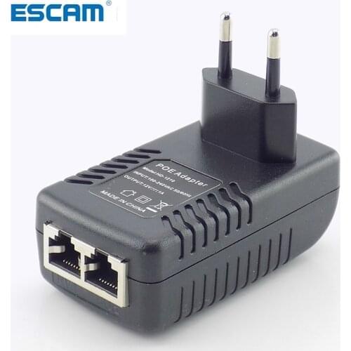 ESCAM 12V 1A POE Injector Wall Plug POE Switch Power Supply Adapter Wireless Ethernet Adapter For IP Camera CCTV US/EU Plug G16
