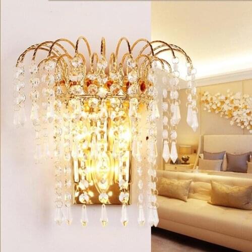 Nordic golden crystal wall lamp E14 living room aisle wall decoration lamp hotel room bedroom bedside wall lamp