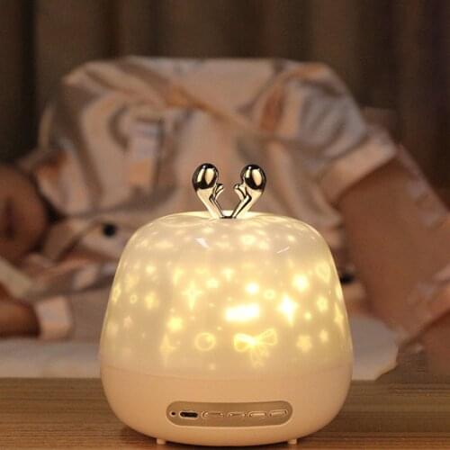 Starry Sky Projector Lamp LED Childrens Night Light USB Remote Charging Fawn Toy Bedside Lights for Bedroom Lighting Room Decor