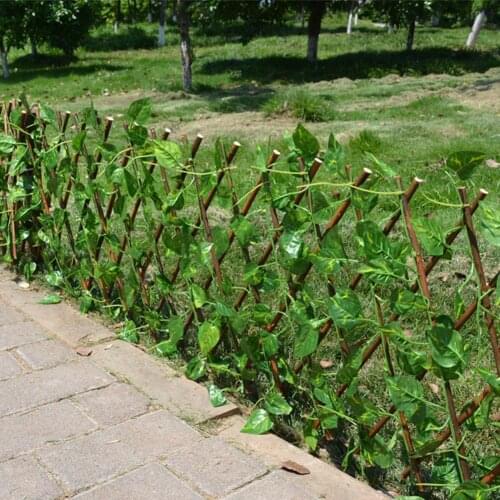 70CM / 40CM Artificial Garden fence decoration privacy Wood with Artificial green Leaf Retractable Extension fencing Countyard