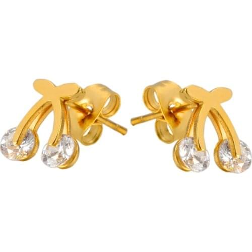 Cardy Koala Women Stud Earrings Gold Color Stainless Steel Bowknot High Brightly Crystal Earring For Girls