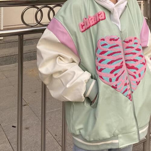 Female coat winter 2021 Harajuku varsity jacket Long Sleeve Zipper Jacket Women y2k Hip Hop Sport Loose Overcoat female goth