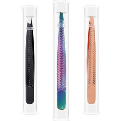 Eyebrow Tweezer Colorful Hair Beauty Fine Hairs Puller Stainless Steel Slanted Eye Brow Clips Removal Makeup Tools