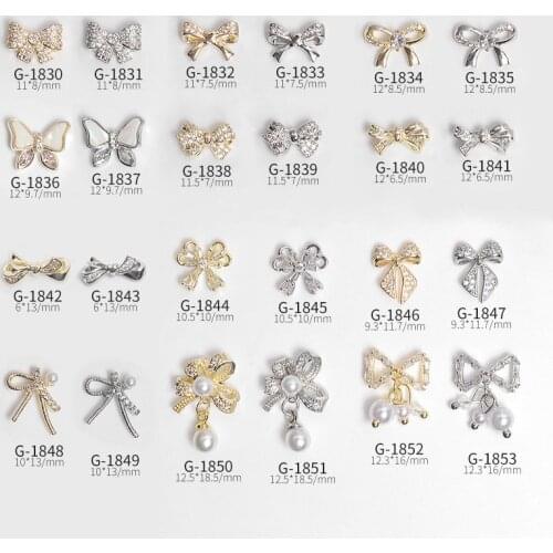 10pcs/lot 3D Kawaii Bow Zircon Crystals Metal Alloy Rhinestones Jewelry Nail Art Decorations Nails Accessories Charms Supplies