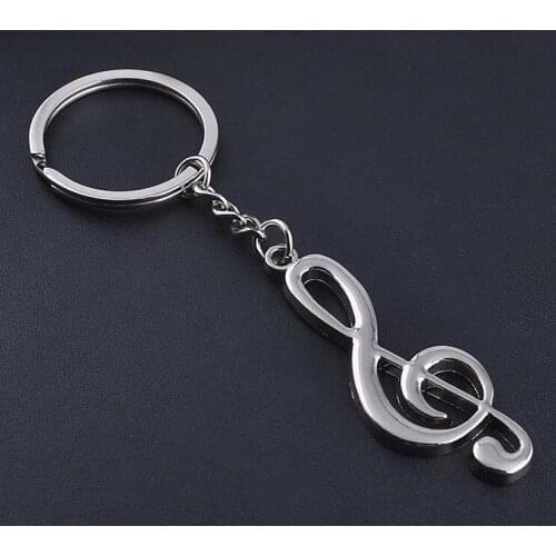 200PCS Silver Plated Musical Note Music Symbol Key chain For Men Women Trinket Wedding Favor Gifts