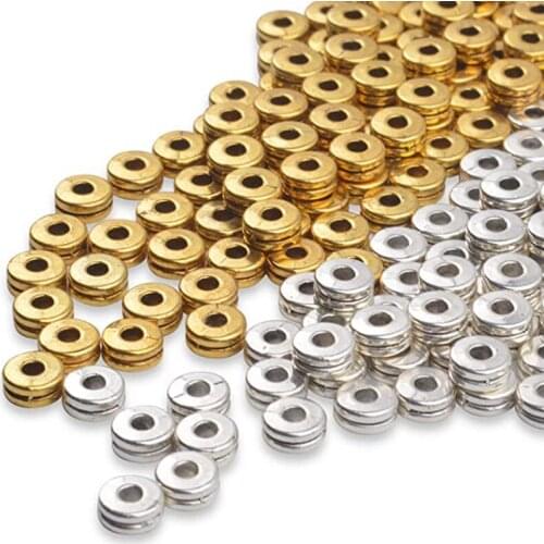 200Pieces 6MM Metal Spacer Beads Flat Round Disc Rondelle Spacer Beads Metal Rondelle Beads Spacers for Jewelry Making