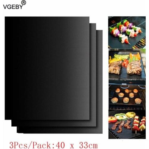 3Pcs Non-stick BBQ Grill Mat Baking Mat Cooking Grilling Sheet Heat Resistance Easily Cleaned Kitchen For Party