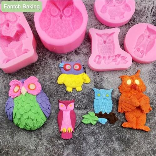 3D Animal Cartoon Owl Bird Silicone Fondant Cake Mold Cupcake Jelly Candy Chocolate Soap Mold Decoration Baking Tool Moulds