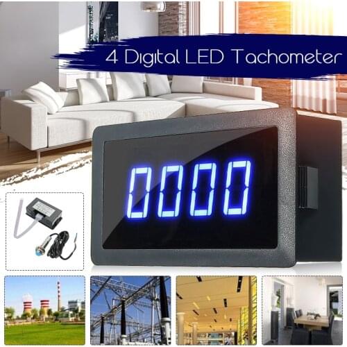 4 Digital LED Blue Tachometer RPM Speed Meter+Hall Proximity Switch Sensor NPN Accessories Tachomete Sets