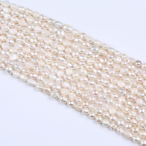 5-6mm White Please Both Parties Pearl Loose Bead Straight Hole Natural Freshwater Baroque Pearl Strand For Jewelry Making