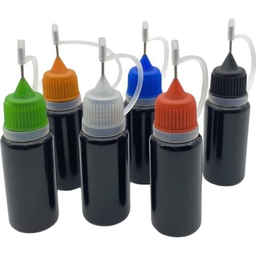 5pcs 10ml Squeeze Empty Black PE Dropper Bottles With Needle Caps Plastic Needle Bottles E Liquid Bottle