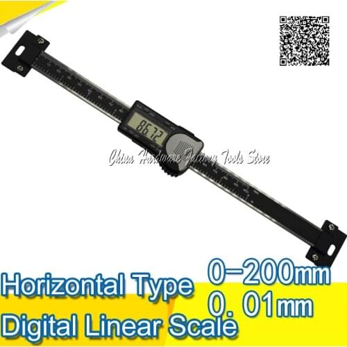Free Shipping 0-200mm High Accuracy stainless steel Black Horizontal Scale Type Electronic Digital Caliper Measuring Tool