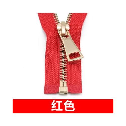Free shipping 3pcs/lot 5# 70cm 90cm red zipper Metal zipper light gold teeth open-end clothing coat jacket down zipper