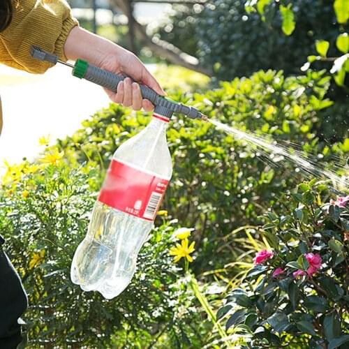 Household High Pressure Manual Plastic Air Pump Adjustable Drink Bottle Spray Watering Head Nozzle Garden Watering Garden Tools