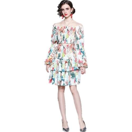 High Quality Designer Vintage Skirt Suits Fashion Print Elastic Slim Two Piece Set Short Shirt + High Waist Pleated Skirt