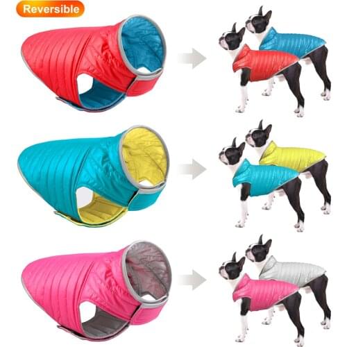 Warm Winter Dog Clothes Vest Reversible Waterproof Dogs Jacket Coat 3 Layer Thick Pet Clothing Outfit for Small Large Dogs S-2XL